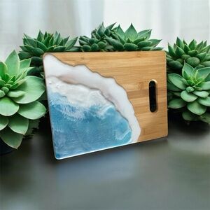 Bamboo Cutting Board with Ocean Resin Art